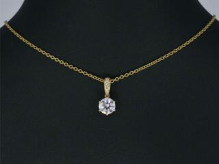 Gouden solitair hanger met een diamant 1.00 carat, excl. ketting