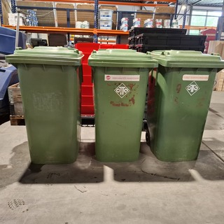 3x Afval rolcontainers, OTTO, Groen