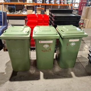 3x Afval rolcontainers, OTTO, Groen