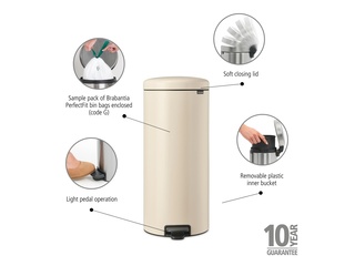 Brabantia NewIcon Prullenbak 30 l Rond Beige