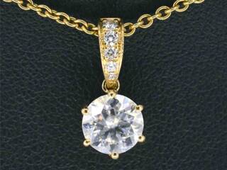Gouden solitair hanger met een diamant 1.00 carat, excl. ketting