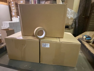Ca. 135x Rol papier plakband, bruin