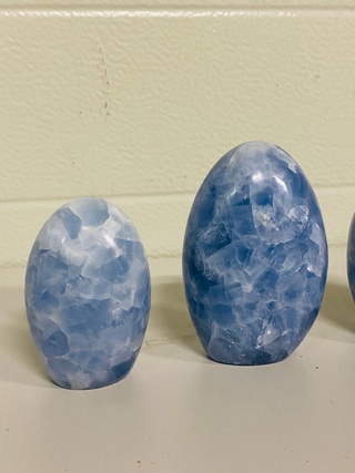 4x Calciet blauw vrije vorm