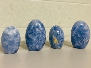 4x Calciet blauw vrije vorm