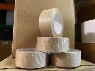 Ca. 140x Rol papier plakband, bruin