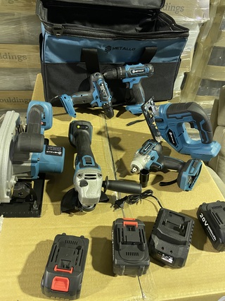 Accu gereedschapset, Metallo, Complete set inclusief draagtas, Blauw