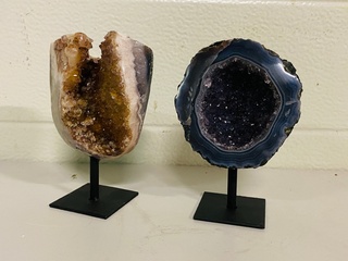 2x Amethist/Citrien/Chalcedoon geode