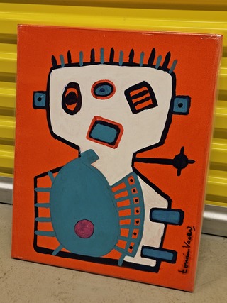 Acryl op doek, Tonnie Voorn, “Mannetje”