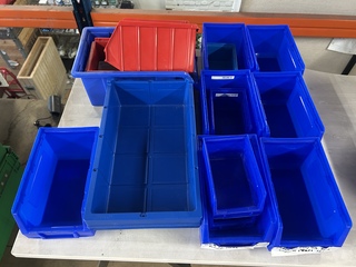 Partij opbergkratten, blauw/rood