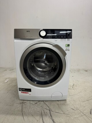 Wasmachine AEG, L8FE96CS, wit (rvs/zilver paneel, zilveren deur)