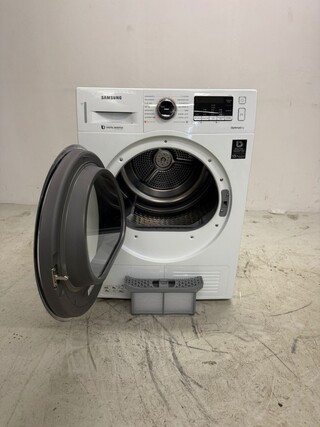 Wasdroger Samsung, DV80M5210QW, wit (zwarte details, glazen deur)