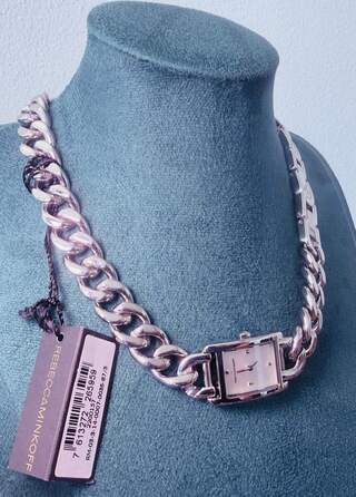 Rebecca Minkoff pendant horloge – collier met CC schakels