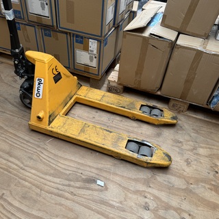 Handpalletwagen, geel, korte lepels