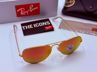 Rayban zonnebril Aviator large metal matte gold violet polarized