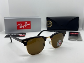 Rayban zonnebril Clubmaster tortoise brown polarized