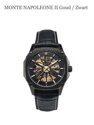 Buona Monte Napoleone II goud/zwart automatisch herenhorloge