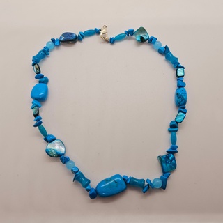Collier lapis lazuli, gepolijst parelmoer en agaat
