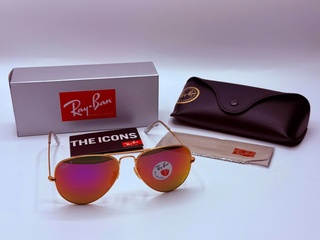 Rayban zonnebril Aviator large metal matte gold violet polarized