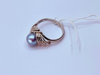 Zilveren ring met blauwe akoya parel