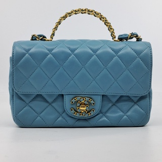 Handtas, Chanel, Mini Flapbag, mintgroen