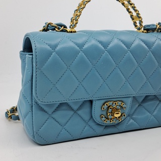 Handtas, Chanel, Mini Flapbag, mintgroen
