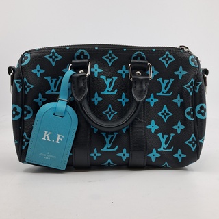 Tas, Louis Vuitton, Keepall, zwart/turquoise