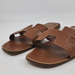 Slippers, Hermès, bruin, maat 38,5