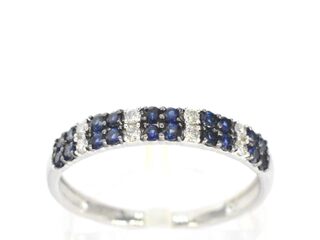 Witgouden ring met diamanten en saffieren