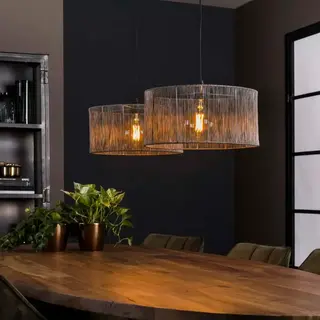 Hanglamp 2l stringshade metaal en zwart nikkel