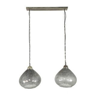 Hanglamp 2l Clear stone en oud zilver