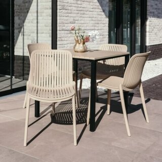 Tuinset Garil, 4x tuinstoel Garil, 1x tafel Veronique, blauw