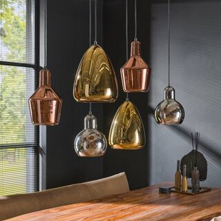 Hanglamp 3+3 Mix glas tricolore artic, zwart