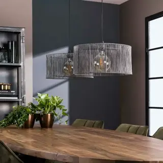Hanglamp 2l stringshade metaal en zwart nikkel