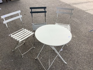 Bistroset, 3 stoelen en 1 tafel, ED, wit groen