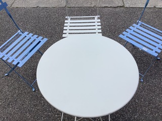 Bistroset, 3 stoelen en 1 tafel, ED, wit blauw