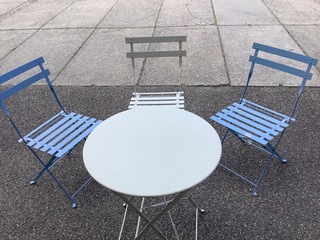 Bistroset, 3 stoelen en 1 tafel, ED, wit blauw