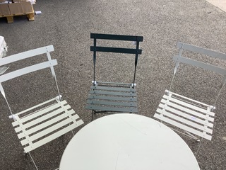 Bistroset, 3 stoelen en 1 tafel, ED, wit groen