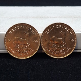 2x Gouden munt, South Africa, Krugerrand, 1974