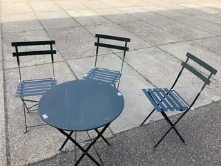 Bistroset, 3 stoelen en 1 tafel, ED, groen