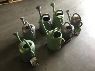 7x Kunststof gieters, groen/grijs
