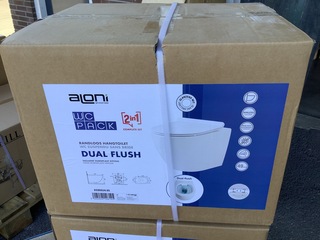 Randloos hangtoilet, Aloni, Eco 2 in 1 Dual Flush, wit