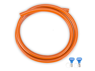 Ca. 40x 2 Meter PVC gasslang met 2 slangklemmen, Gimeg, 5707308, oranj