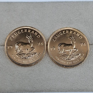 2x Gouden munt, South Africa, Krugerrand, 1974
