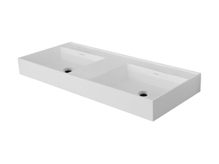 Wastafel met 2 wasbakken zonder kraangaten, Wonda Square, WD 120, mat