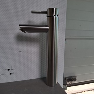 Waskomkraan, hoog model, rvs geborsteld