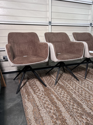 4x Eetkamerstoel met armleuning, Housecraft Living, Daley, Beige/Bruin