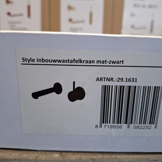 2x Wastafelkraan, Korver, inbouw, mat zwart