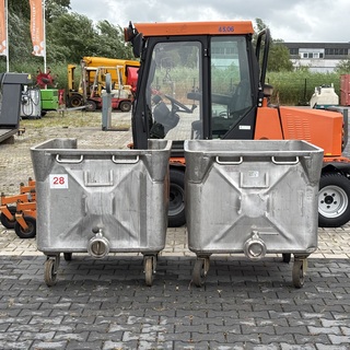 2x Verrijdbare container met vlinderklep | RVS