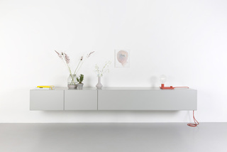 Zwevend design tv-meubel, RAAT, Halm | 250, Grijs/agaat
