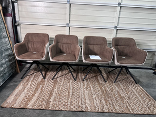 4x Eetkamerstoel met armleuning, Housecraft Living, Daley, Beige/Bruin